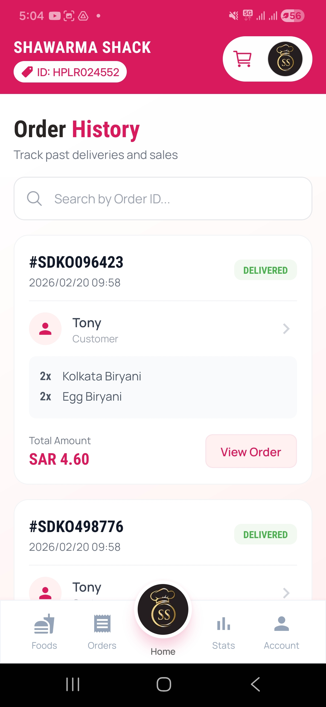 Track Live Orders